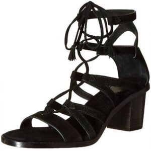Frye Brielle Black Suede Gladiator Sandals Women's Size 9 Block Heel Sandal